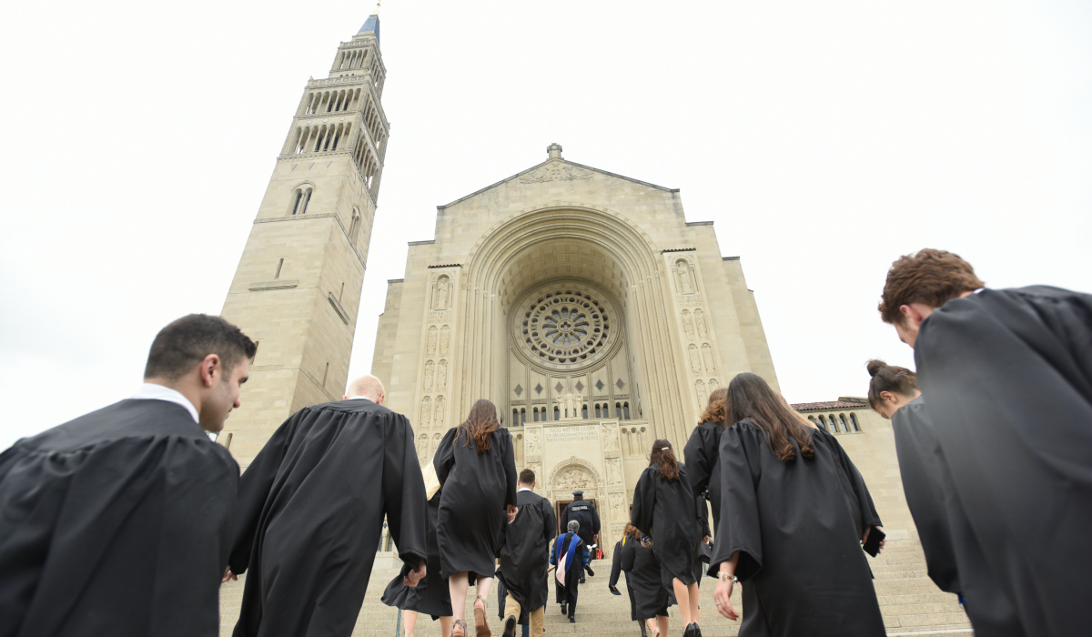 Graduates entering the Basilica